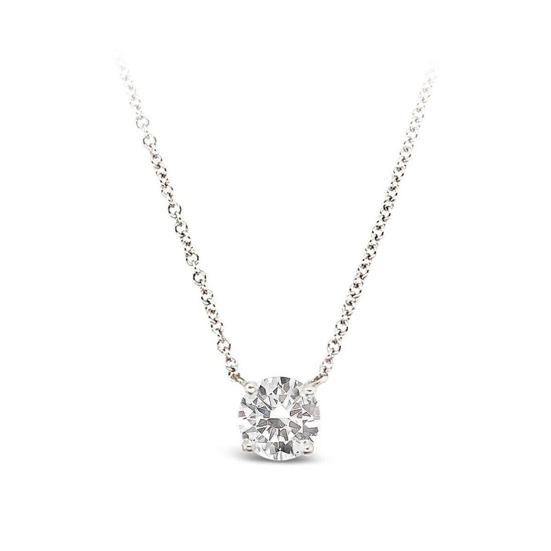 Lab Grown Diamond Solitaire Necklace G-H VS2 14K White Gold 1.00cttw