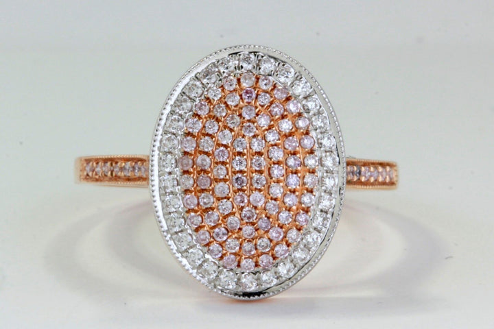 0.27 tcw Cocktail Ring with White Diamonds and Pink Diamonds in 18k Rose Gold