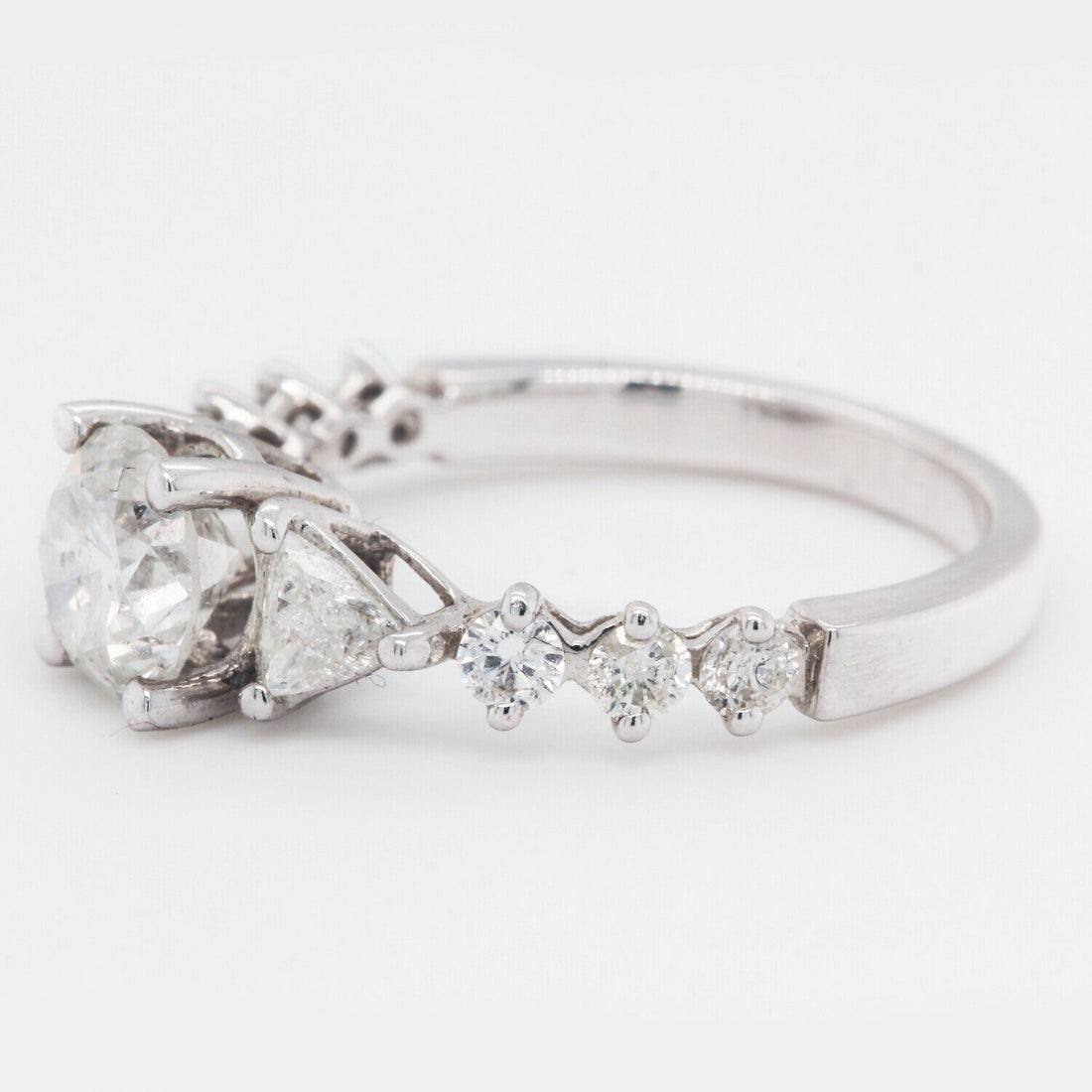 Diamond Engagement Ring Triangle Side Stones Clarity Enhanced 2.14 TCW 14 KW