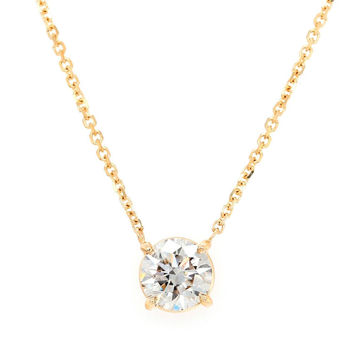 Lab Grown Diamond Solitaire Necklace I-J VS1-VS2 14K Yellow Gold 1.12cttw