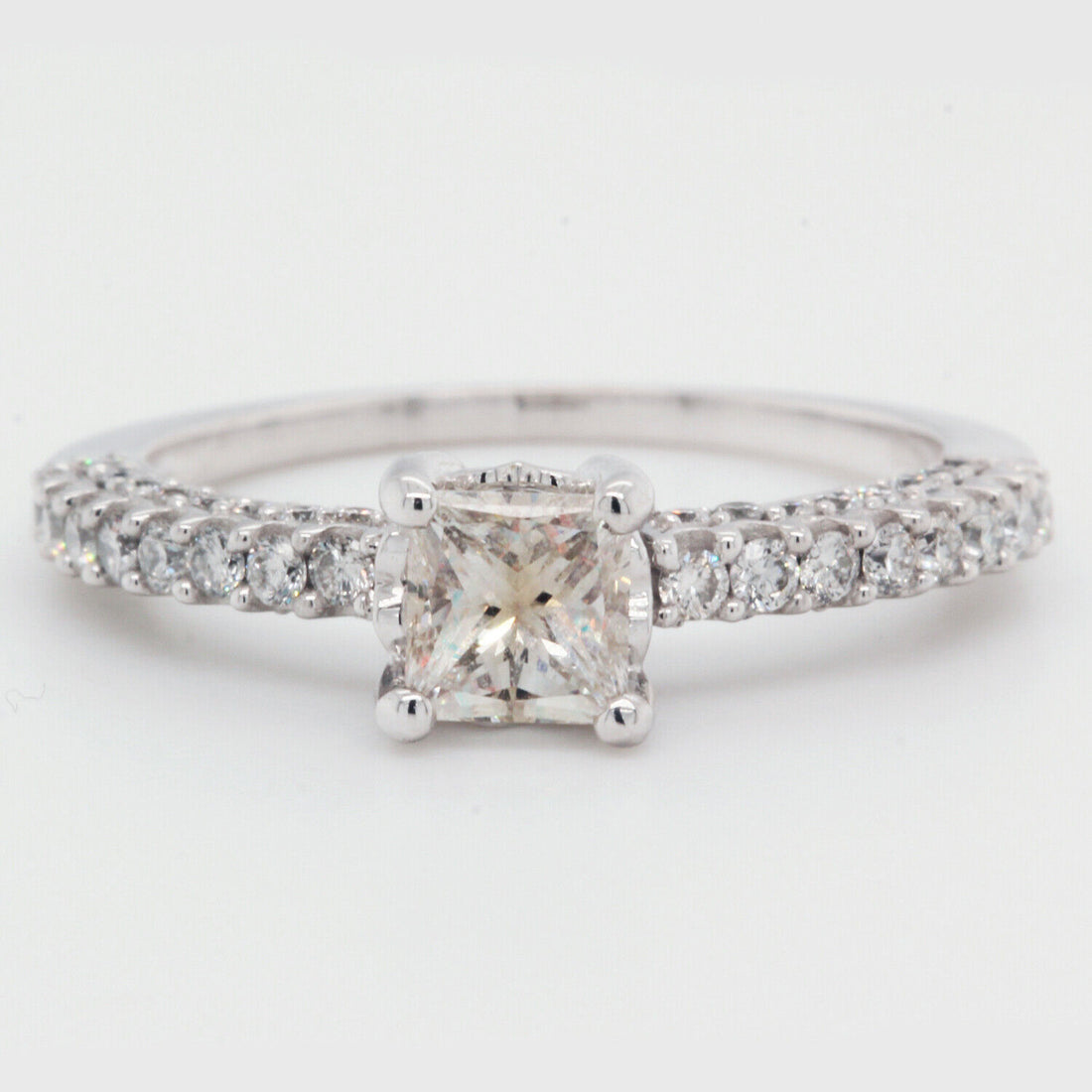 Princess Cut Diamond Engagement Ring Clarity Enhanced 1.01 TCW 14K White Gold