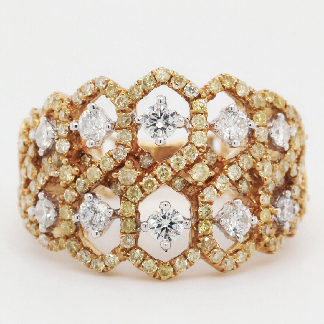 Fashion Cocktail Engagement Ring 1.30 TCW 18K Yellow Gold