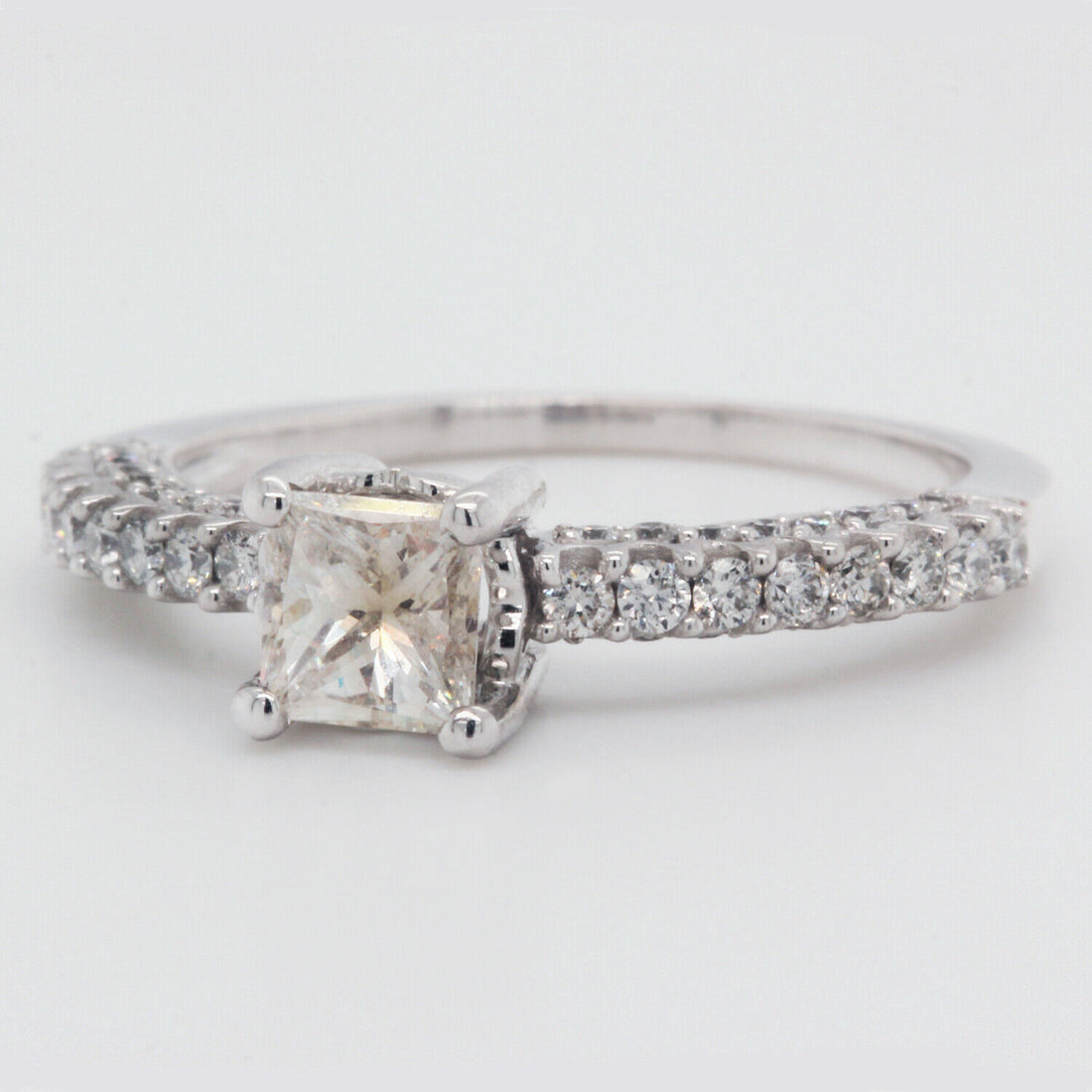 Princess Cut Diamond Engagement Ring Clarity Enhanced 1.01 TCW 14K White Gold