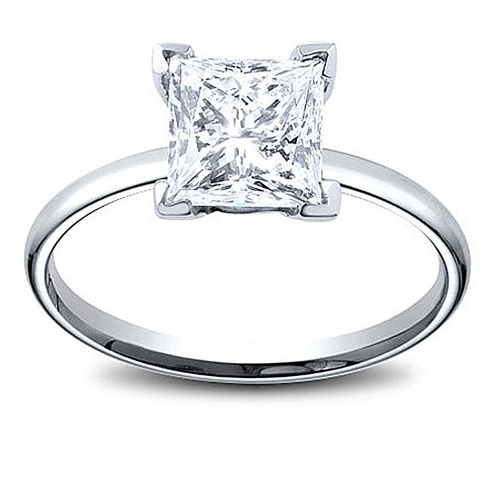 14K Gold 1 ct Princess Cut Diamond Solitaire Engagement Ring I SI1