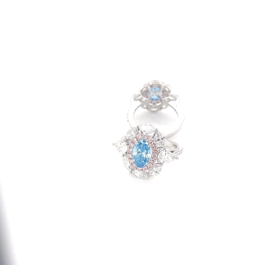 Blue And Pink Diamond Designer Ring 3.10 TCW 14K White Gold Lab Grown