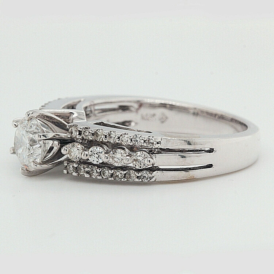 Round Engagement Ring With Accents Clarity Enhanced 1.25 TCW 14k White Gold