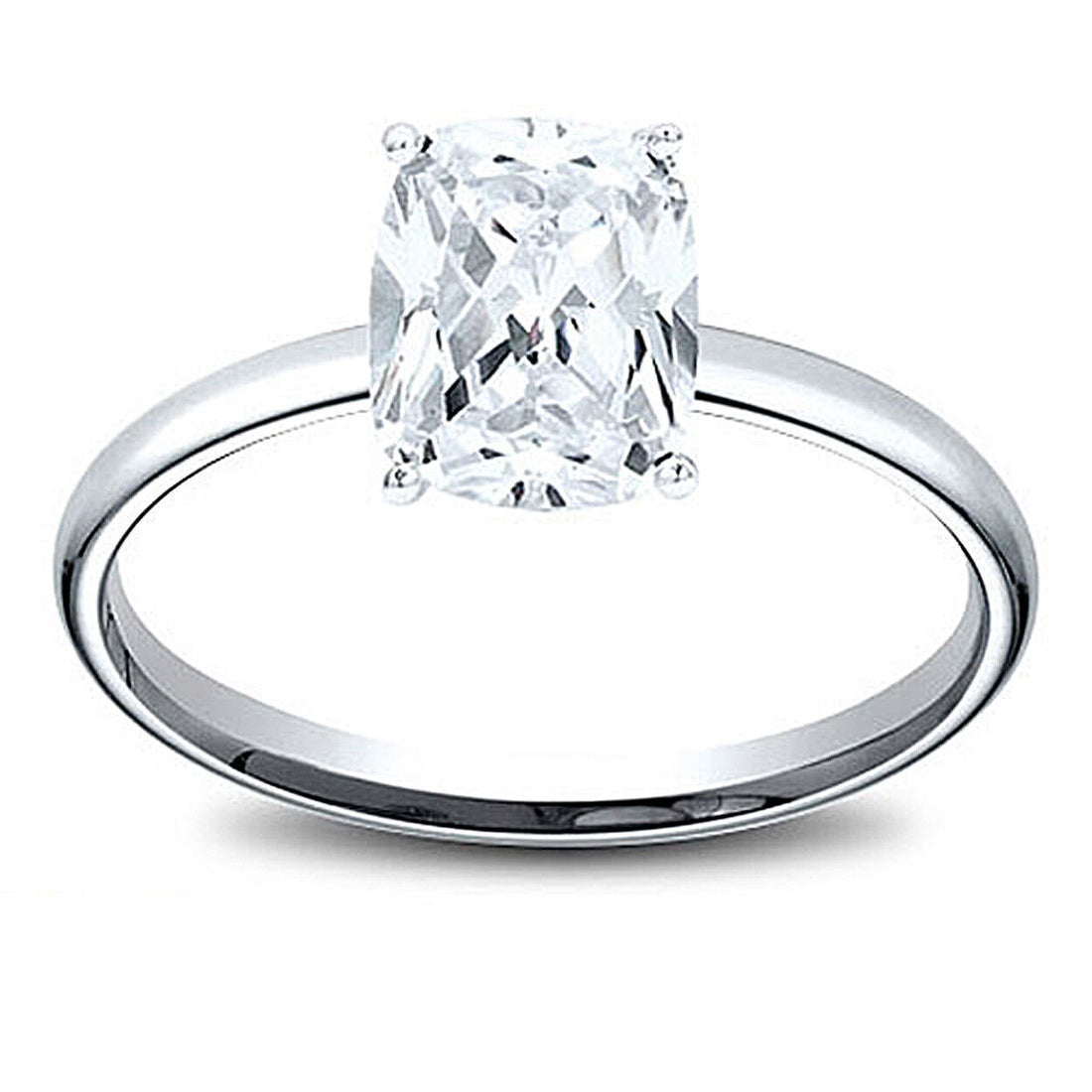 14K Gold 0.67 ct Cushion Cut Diamond Solitaire Engagement Ring F VS2