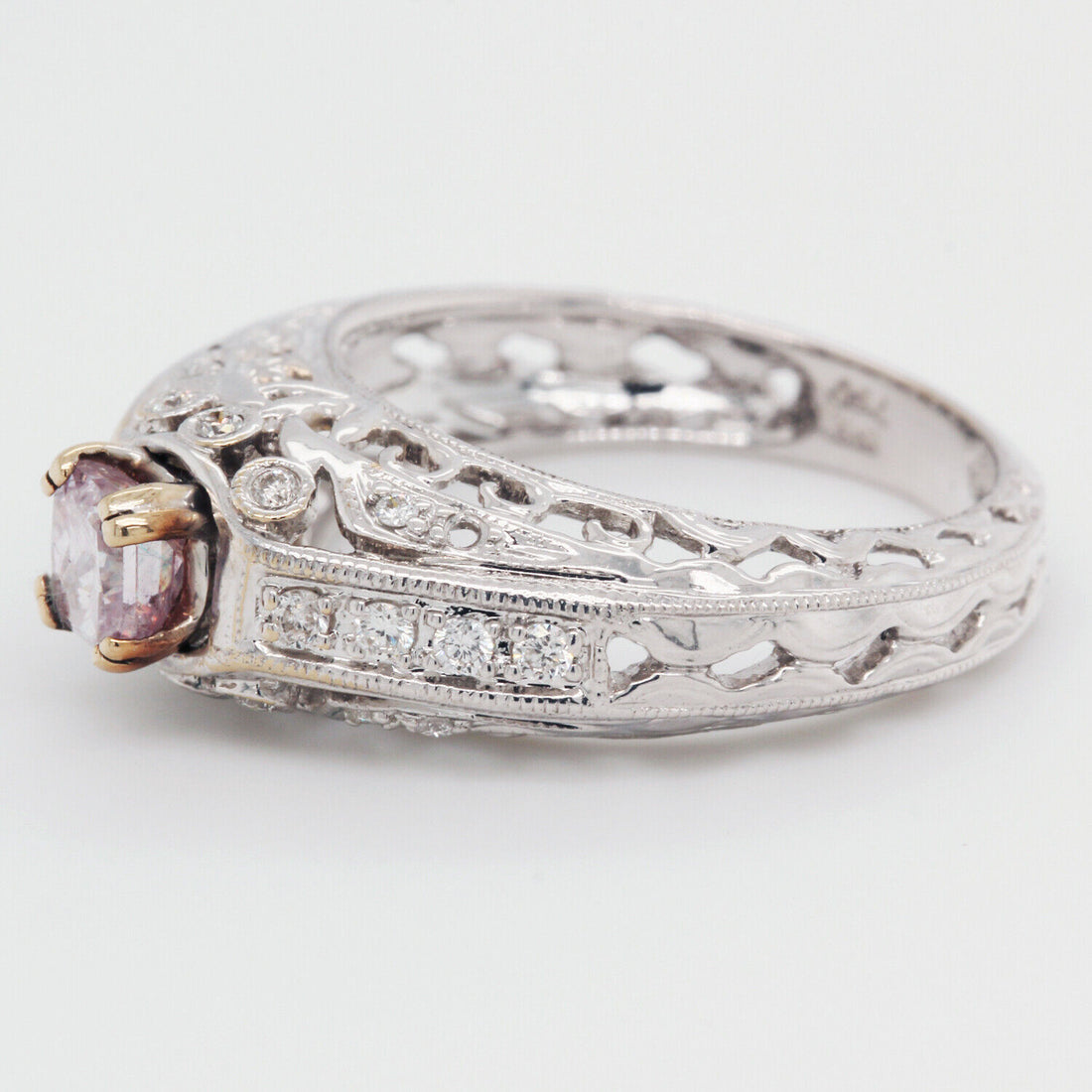 Natural Fancy Pink Diamond Engagement Ring 0.99 TCW 18K White Gold