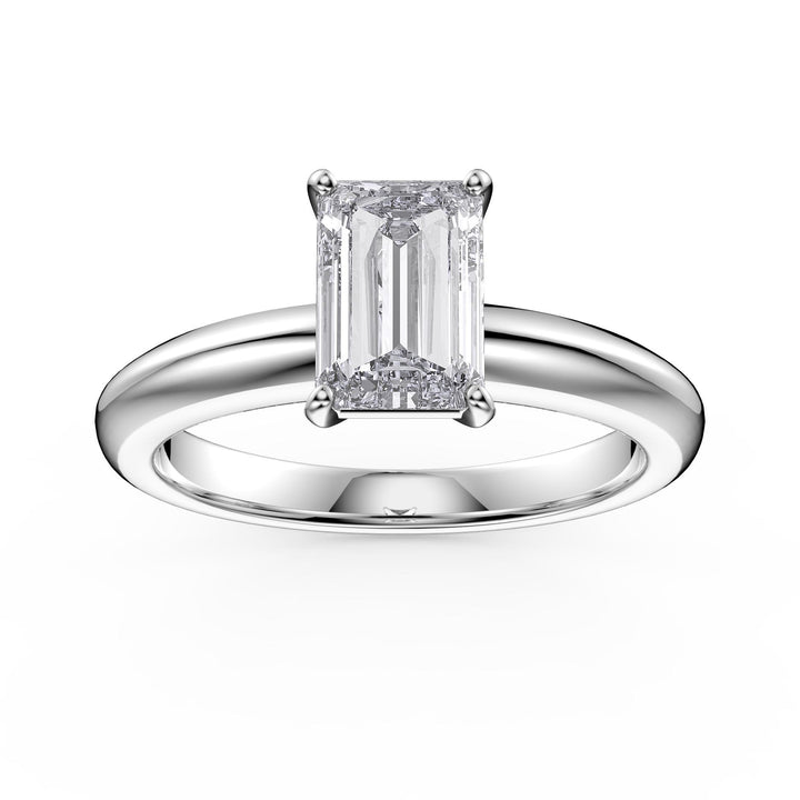 14K Gold Lab Grown 1.50ct Emerald Cut Diamond Solitaire Engagement Ring H-VS1