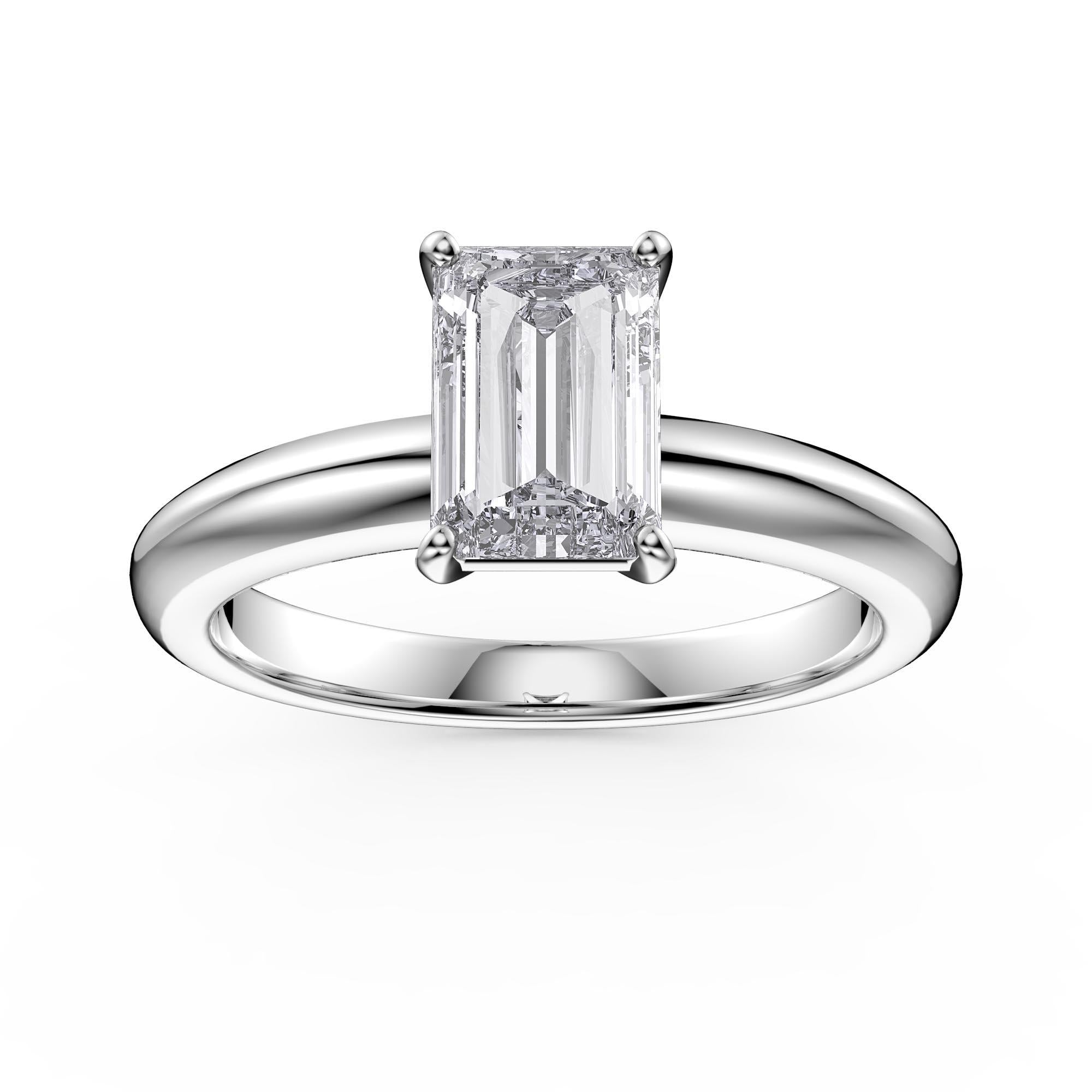14K Gold Lab Grown 1.52ct Emerald Cut Diamond Solitaire Engagement Ring G-VS2