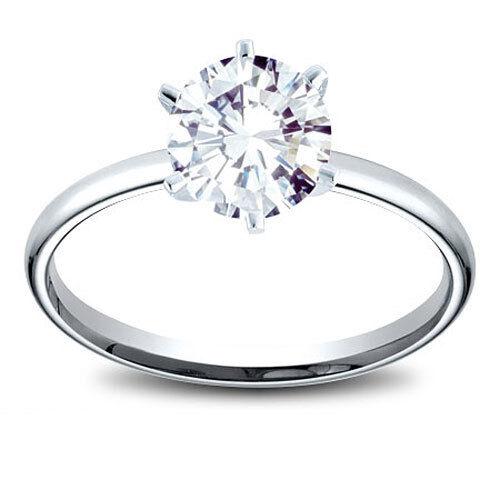 14K Gold 0.51 ct Round Cut Diamond Solitaire Engagement Ring F VS2