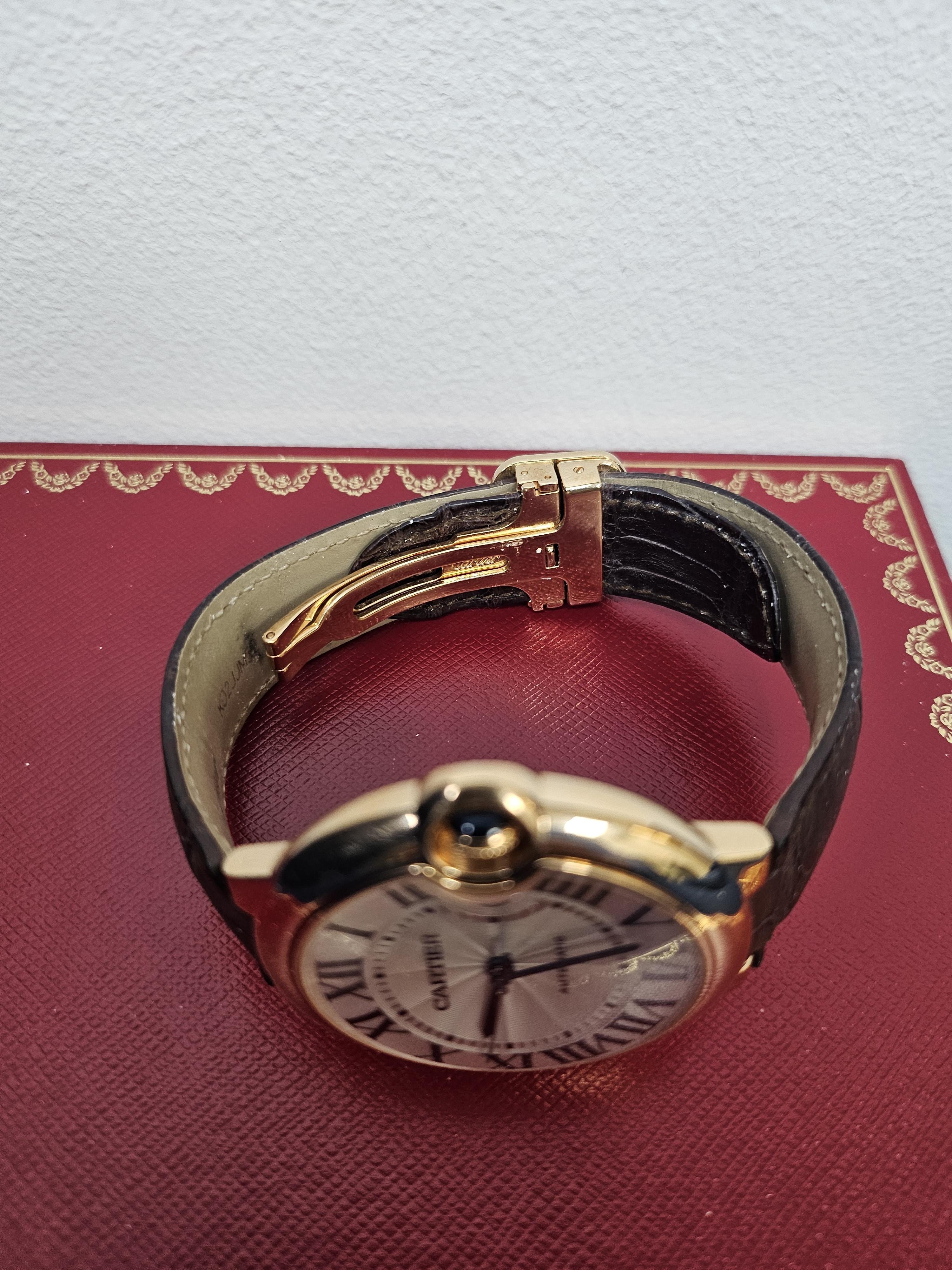 Cartier Ballon Bleu 42mm Rose Gold Watch with Leather Strap