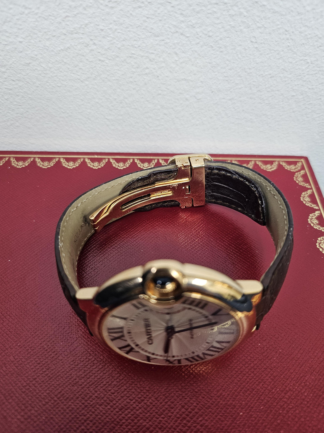 Cartier Ballon Bleu 42mm Rose Gold Watch with Leather Strap