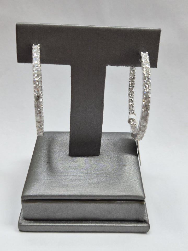 Lab Grown 9.52Ct Round Diamond Hoop Earrings White Gold 14K