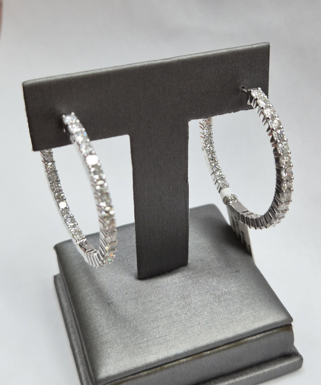 Lab Grown 9.52Ct Round Diamond Hoop Earrings White Gold 14K