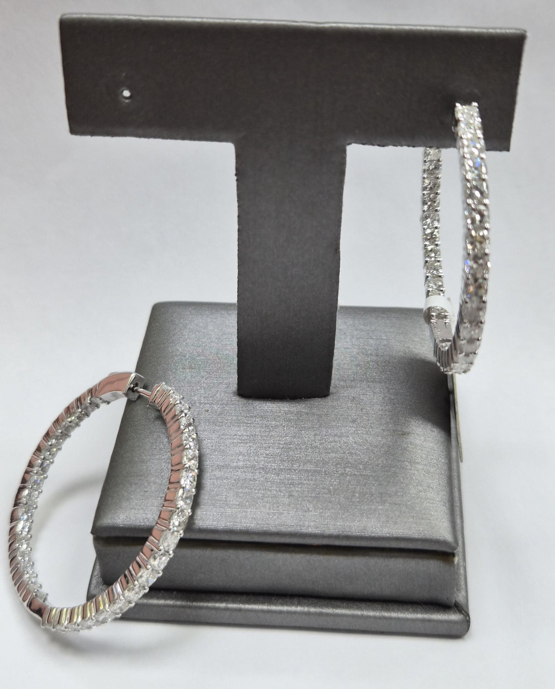 Lab Grown 9.52Ct Round Diamond Hoop Earrings White Gold 14K