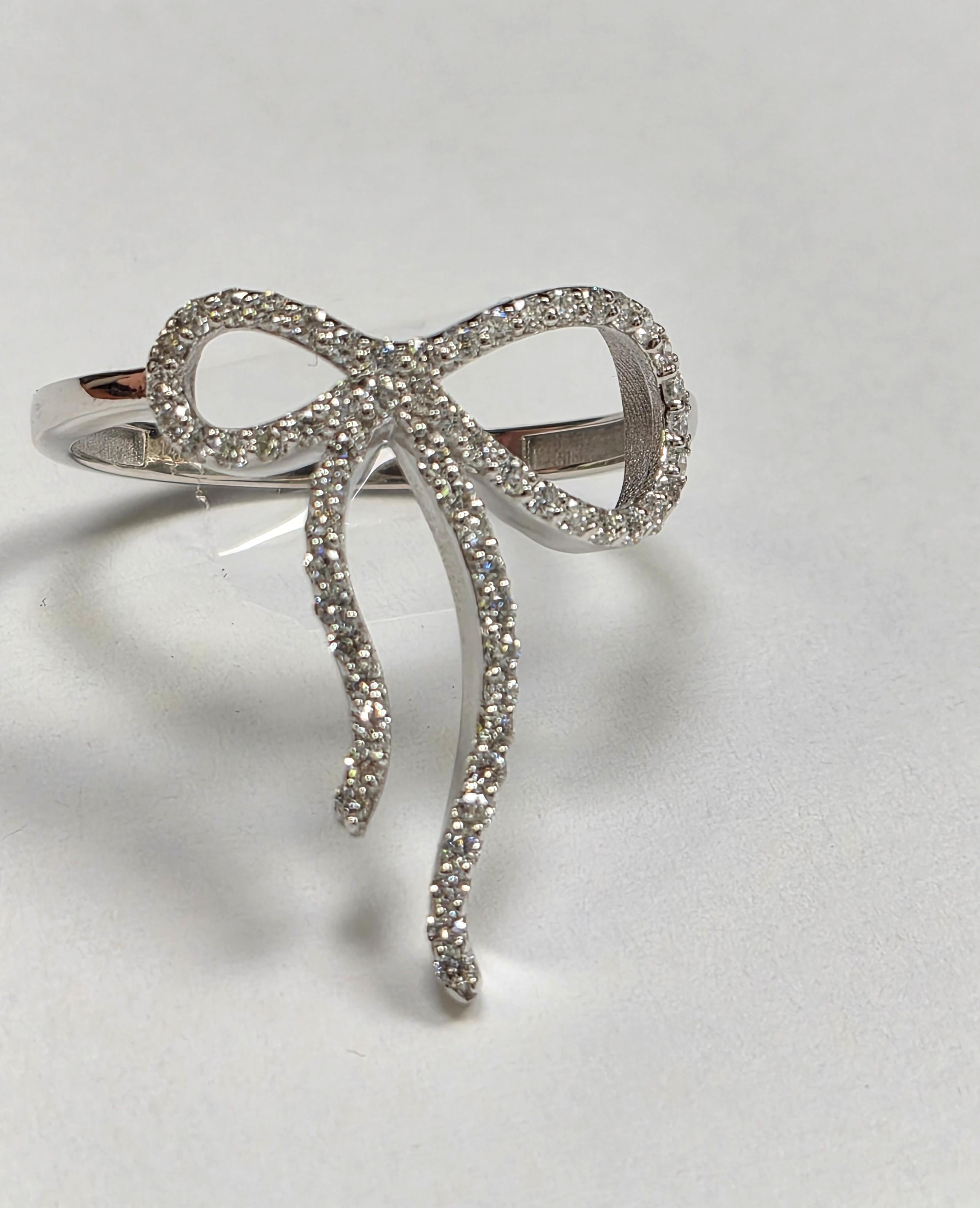 Bow Ring 0.45cts diamond 14K white gold Ring
