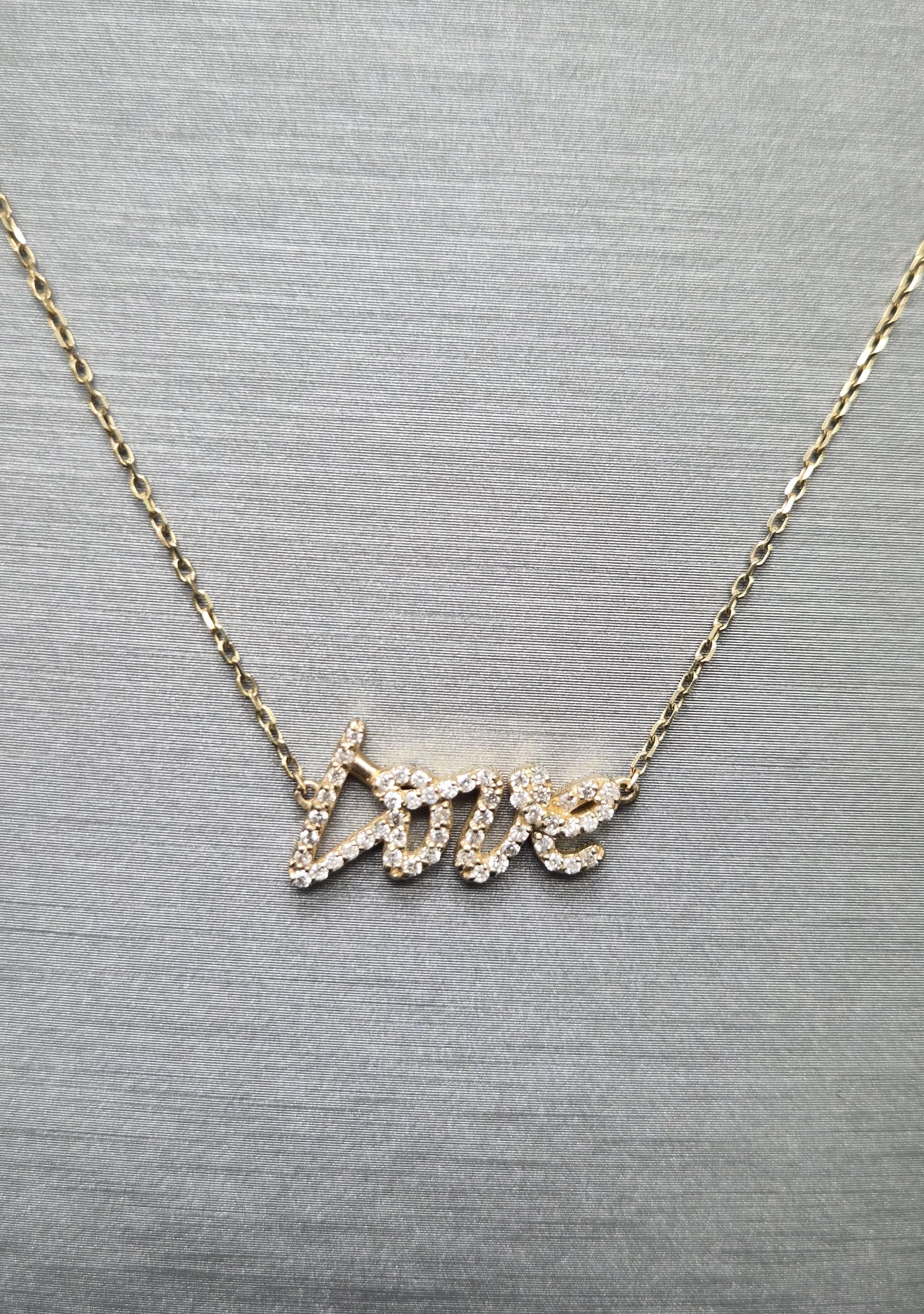 Valentine's Day! 14k Yellow Gold "Love" Necklace with 0.29ct Diamonds