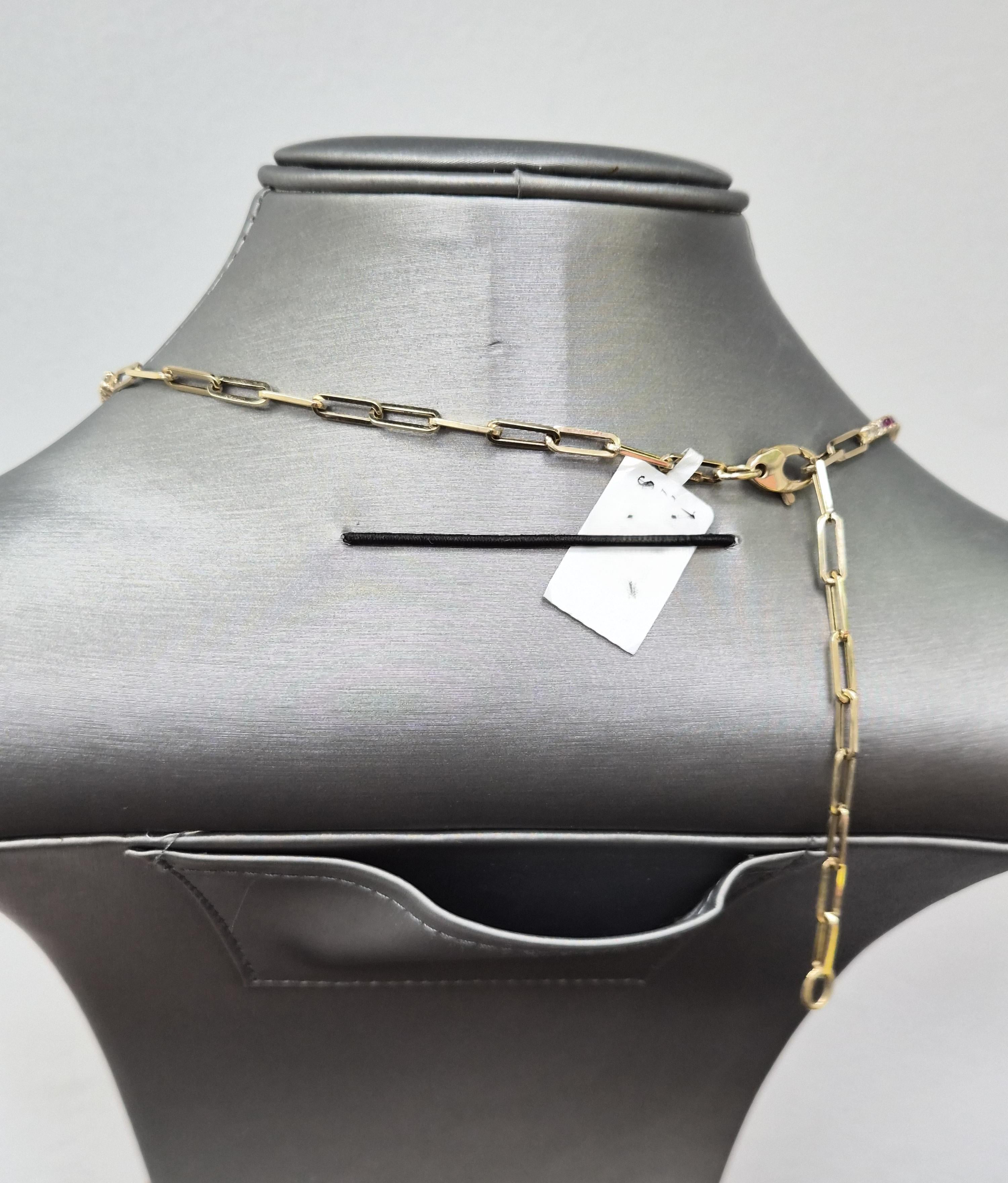 Valentine's day! Natural 14k Yellow Gold Necklace with Diamonds and Rubies
