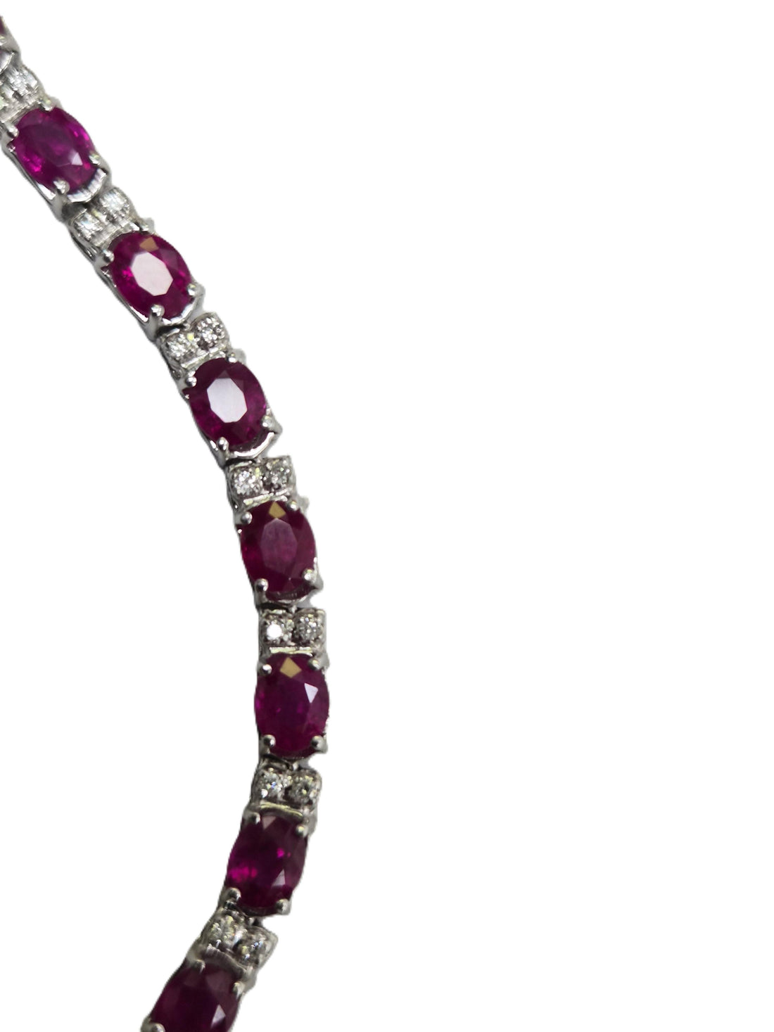 Valentines Day! 14k W/Gold Tennis Bracelet with 10.3ct Red Rubies and Diamonds