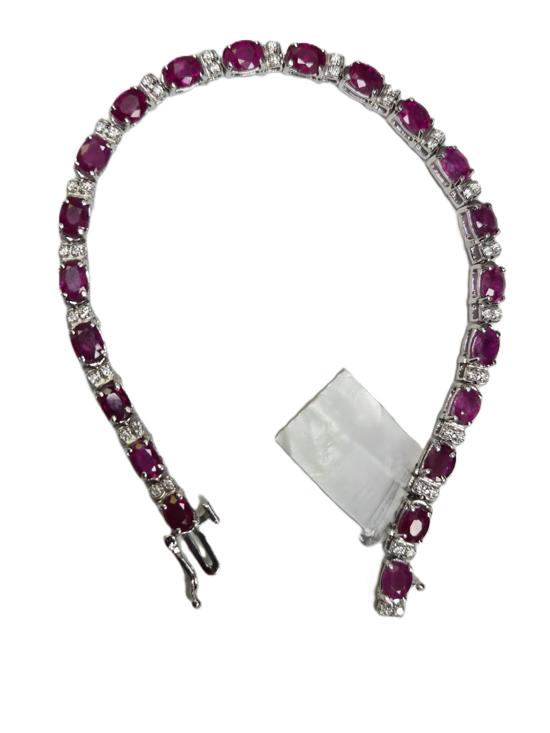 Valentines Day! 14k W/Gold Tennis Bracelet with 10.3ct Red Rubies and Diamonds