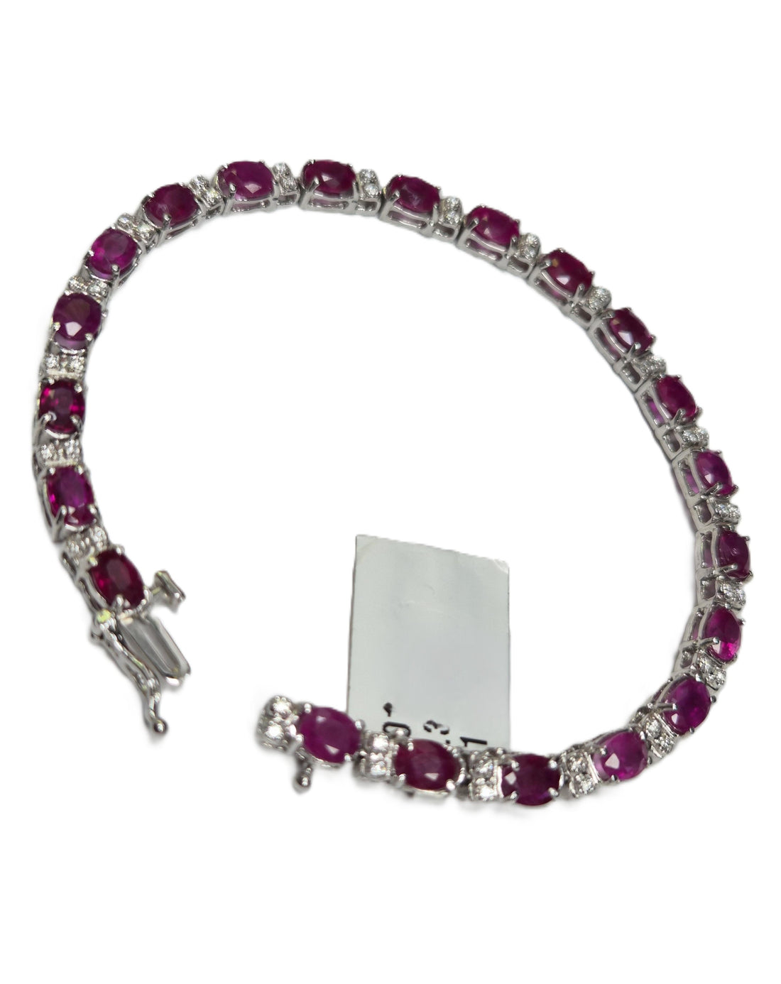 Valentines Day! 14k W/Gold Tennis Bracelet with 10.3ct Red Rubies and Diamonds