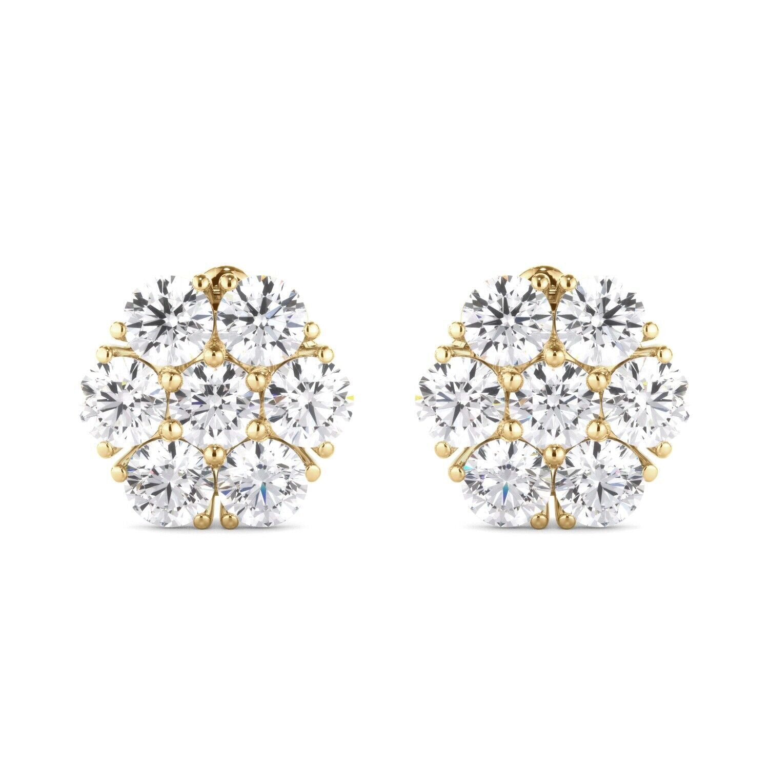 1.32 Ct Round Diamond Stud Cluster Flower Earrings Lab Grown