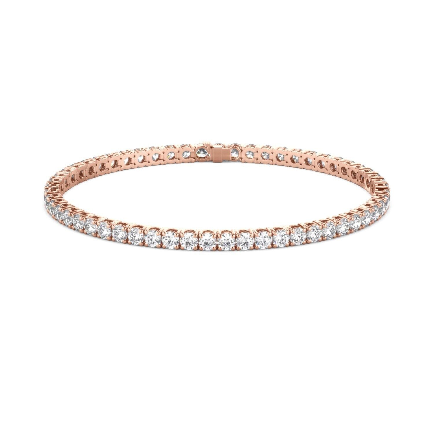 Lab Grown Diamond Tennis Bracelet D-E VS1-VS2 14K Rose Gold 4.59cttw 4 Prong