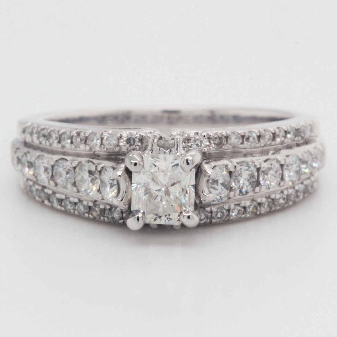 Radiant Cut Diamond Engagement Ring Clarity Enhanced 1.54 TCW 14K White Gold