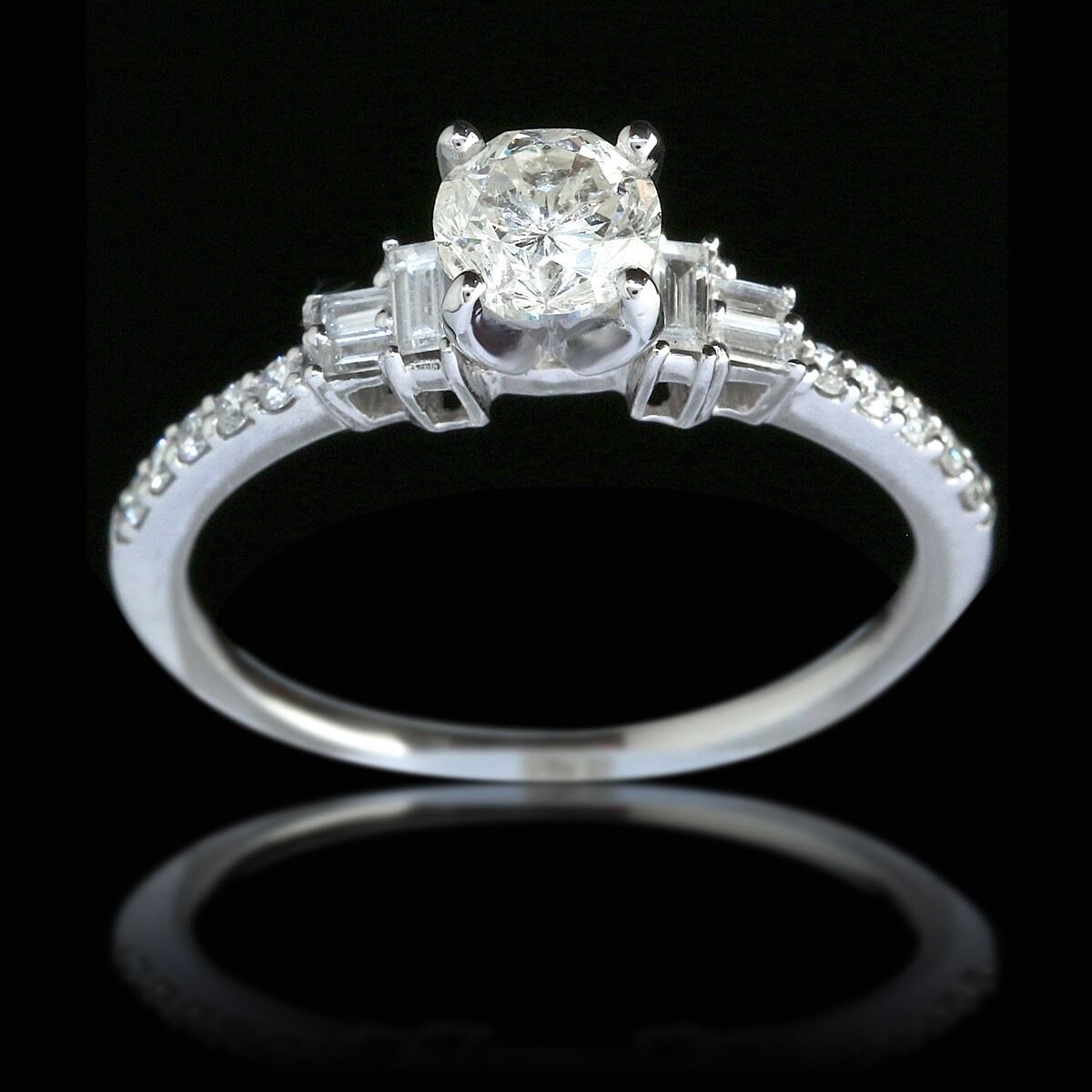 Diamond Engagement Ring with 1.05 total carats of diamonds in 14k White Gold