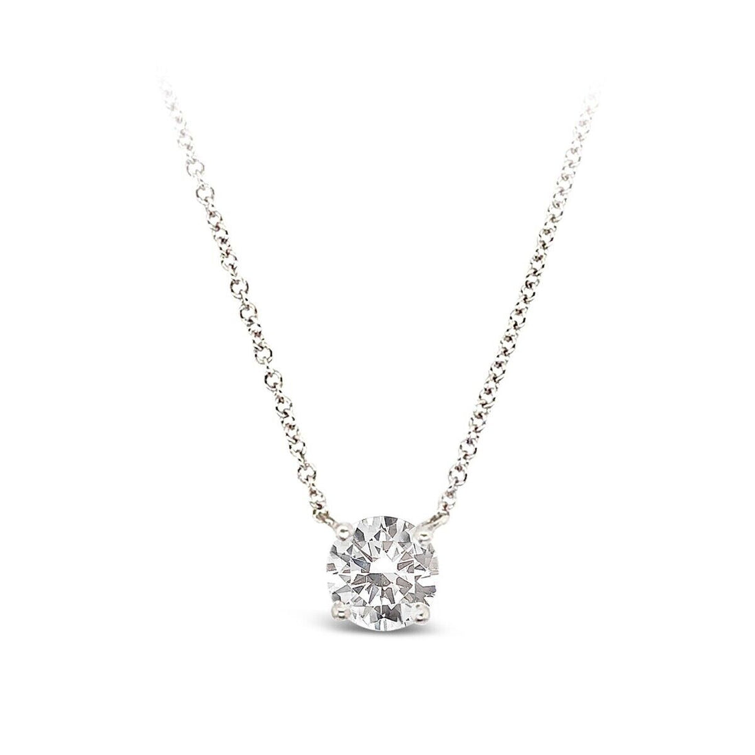 Lab Grown Diamond Solitaire Necklace G VS1 14K White Gold 3.03cttw