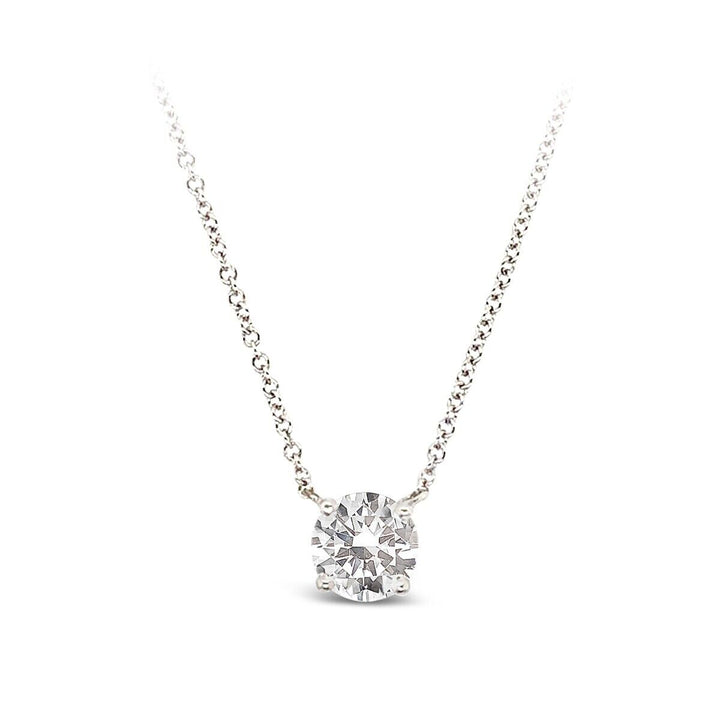 Lab Grown Diamond Solitaire Necklace G VS1 14K White Gold 3.03cttw