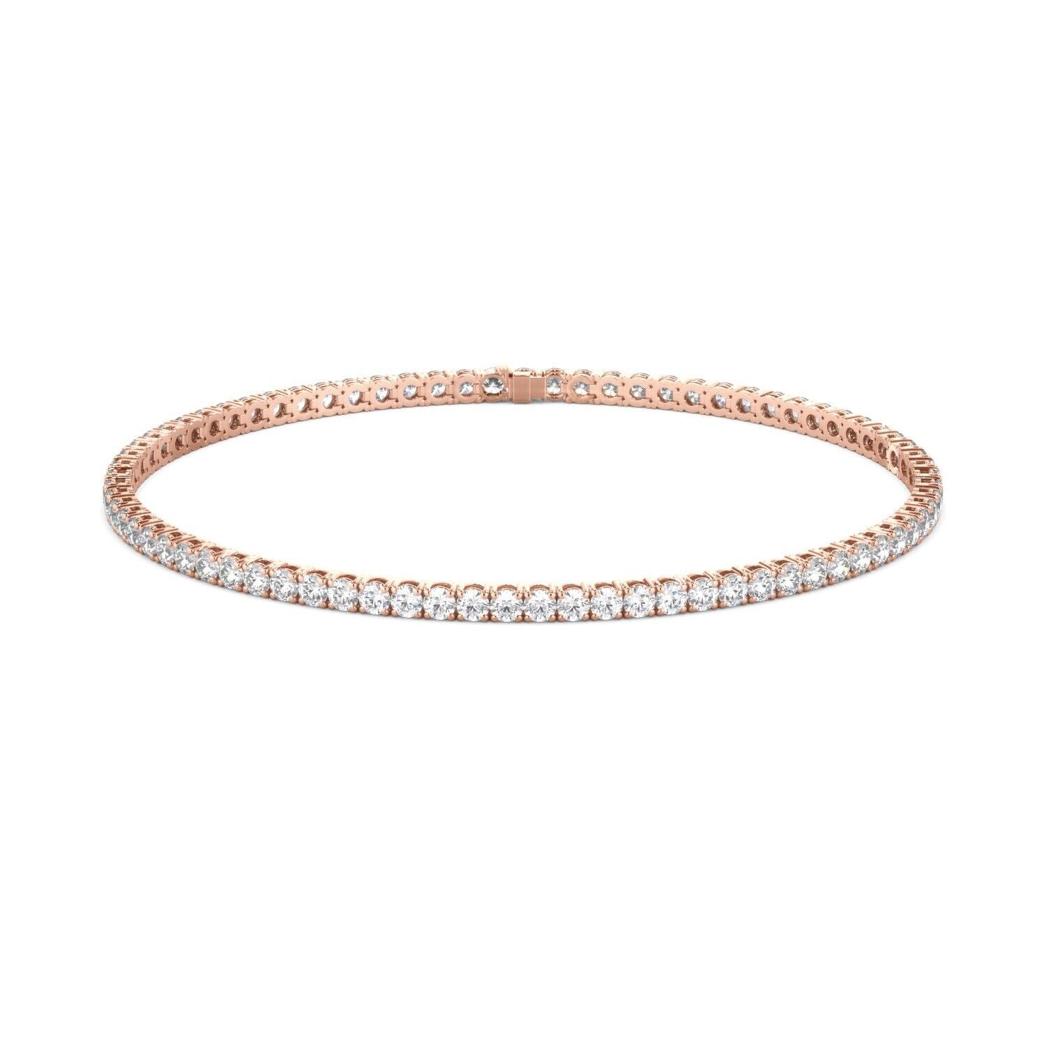 Lab Grown Diamond Tennis Bracelet D-E VS1-VS2 14K Rose Gold 2.84cttw 4 Prong
