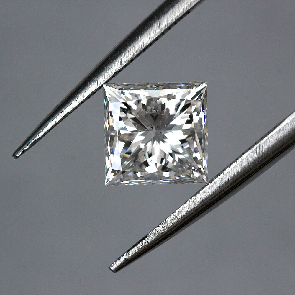 14K Gold 1.23 ct Princess Cut Diamond Solitaire Engagement Ring I SI2