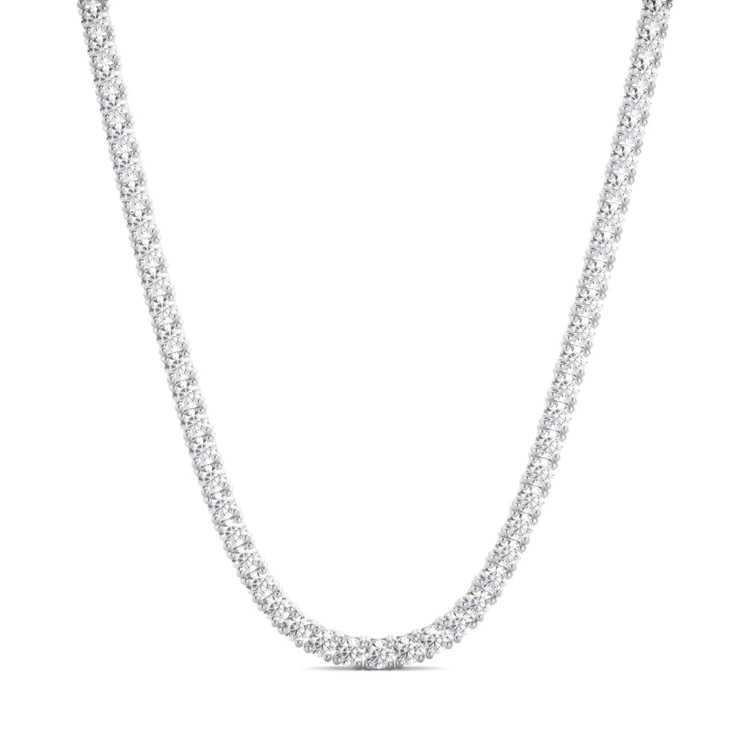 Lab Grown Diamond Tennis Necklace D-E VS1-VS2 14K White Gold 13.30cttw 4 Prong