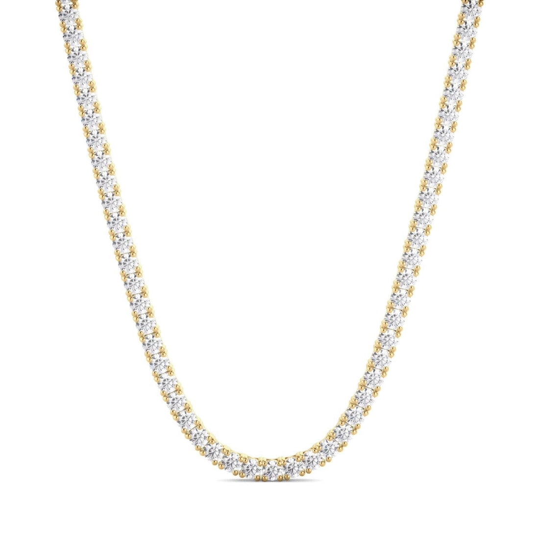 Lab Grown Diamond Tennis Necklace D-E VS1-VS2 14K Yellow Gold 18.85cttw 4 Prong