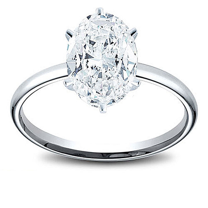 14K Gold 5.33 Oval Cut Diamond GIA Solitaire Engagement Ring E Flawless