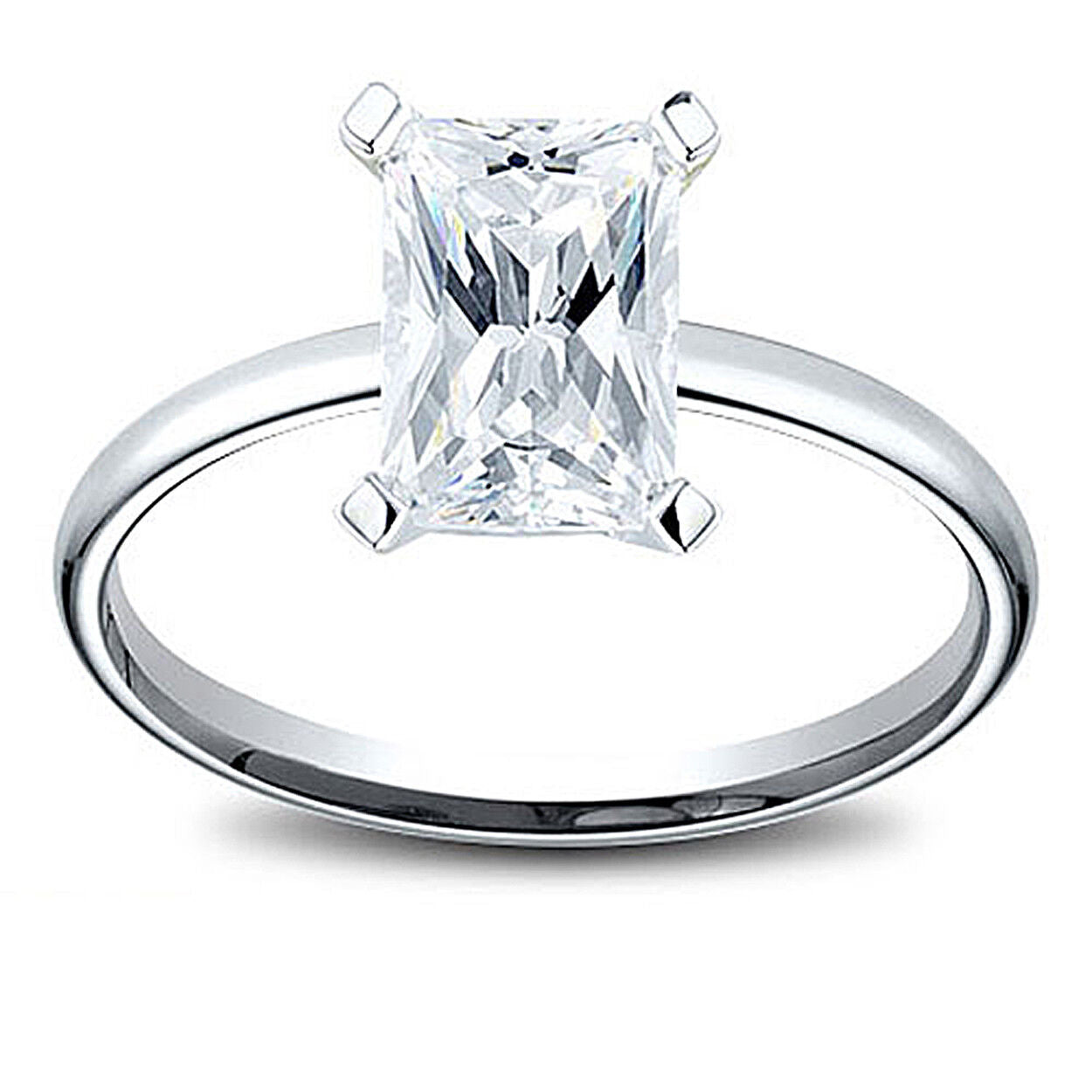 14K Gold 1 ct Radiant Cut Diamond Solitaire Engagement Ring H VS2