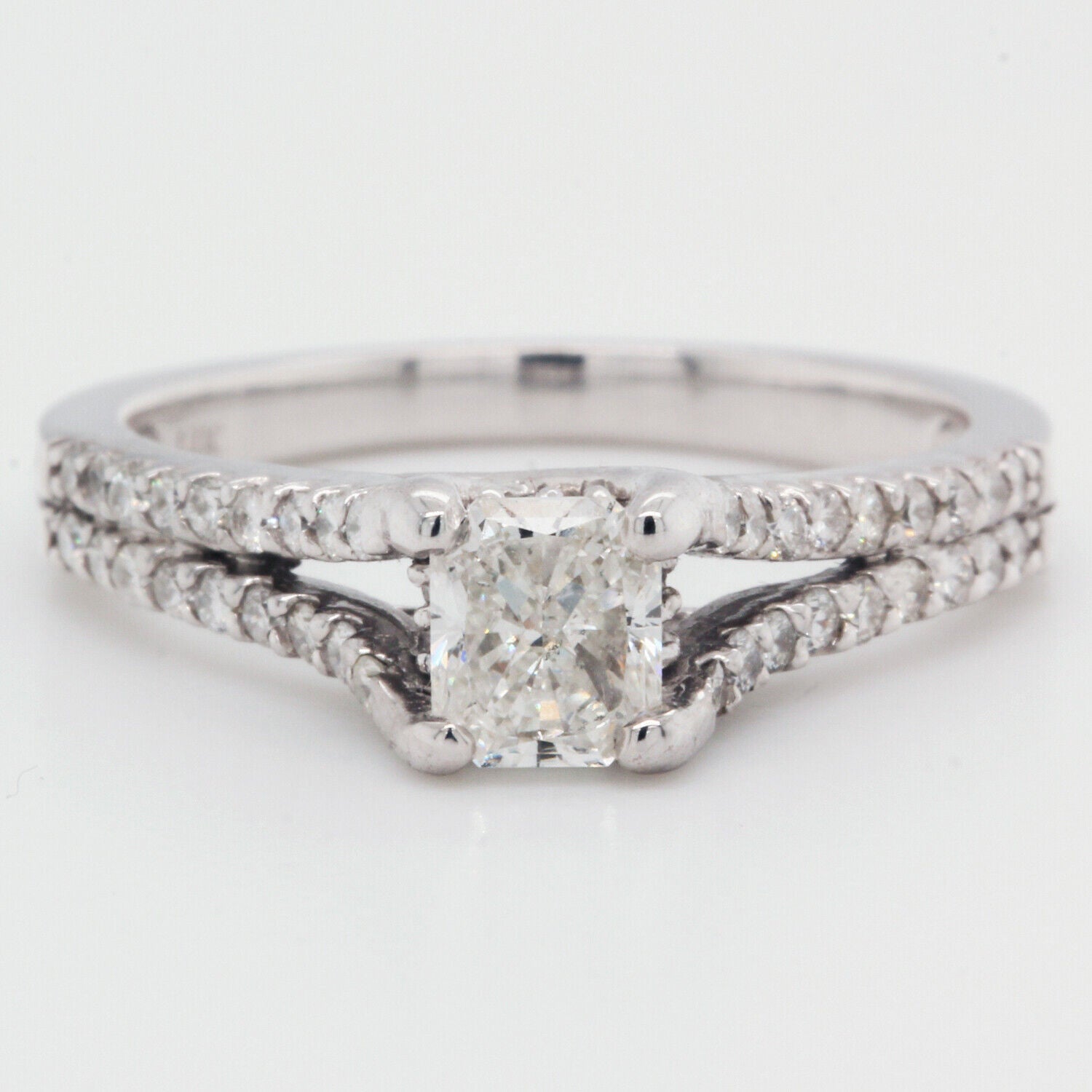 Radiant Cut Diamond Engagement Ring Clarity Enhanced 1.06 TCW 14K White Gold