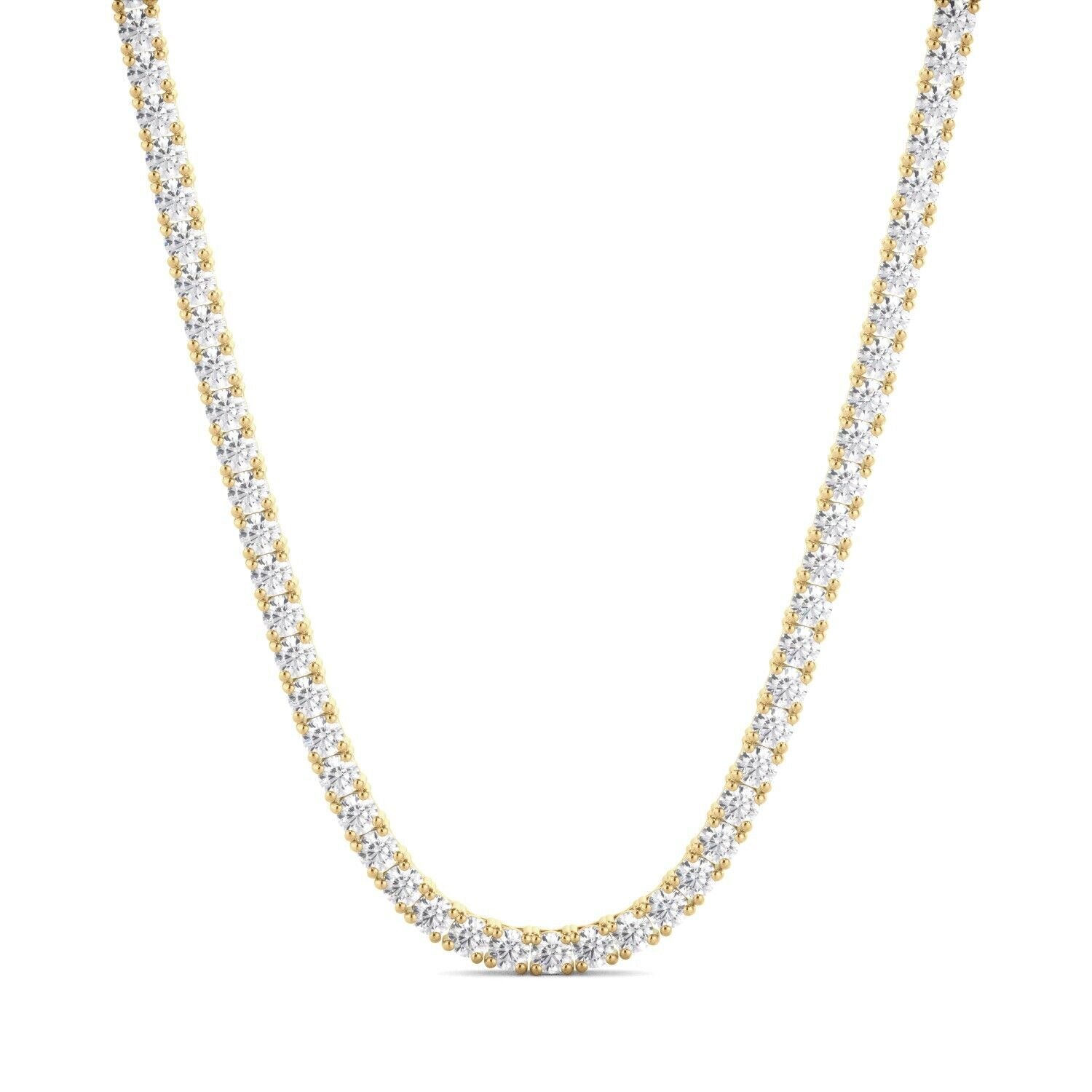 Lab Grown Diamond Tennis Necklace D-E VS1-VS2 14K Yellow Gold 6.99cttw 4 Prong