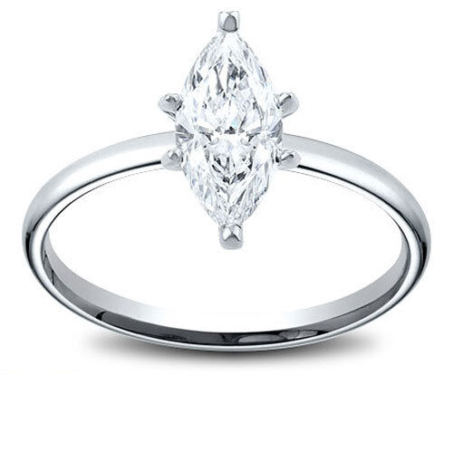 14K Gold 0.61 ct Marquise Cut Diamond Solitaire Engagement Ring F SI2