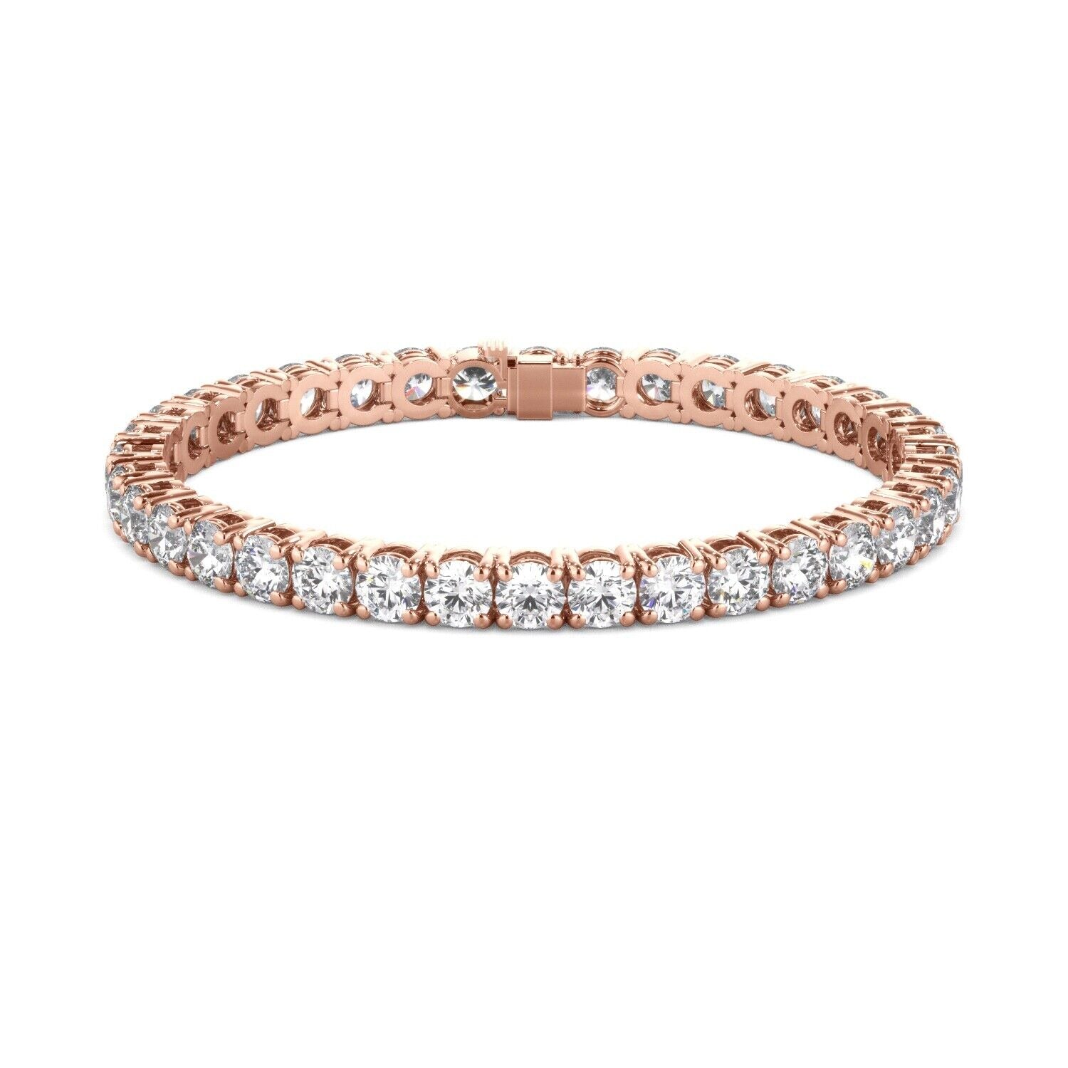 Lab Grown Diamond Tennis Bracelet D-E VS1-VS2 14K Rose Gold 12.56cttw 4 Prong