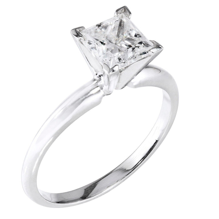 14K Gold 1.23 ct Princess Cut Diamond Solitaire Engagement Ring I SI2