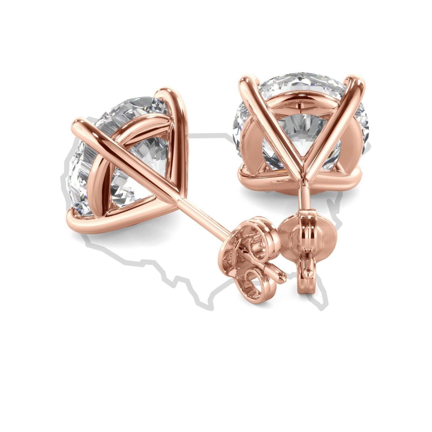 5.00 Ct Round Diamond Stud Solitaire Earrings Lab Grown G VS 2 14k Rose Gold