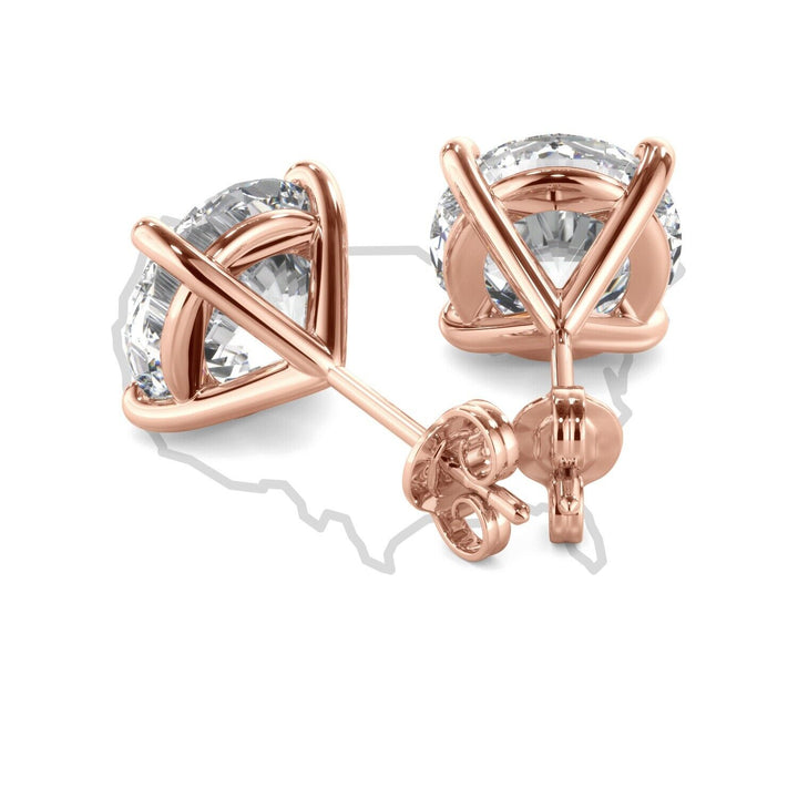 5.00 Ct Round Diamond Stud Solitaire Earrings Lab Grown G VS 2 14k Rose Gold
