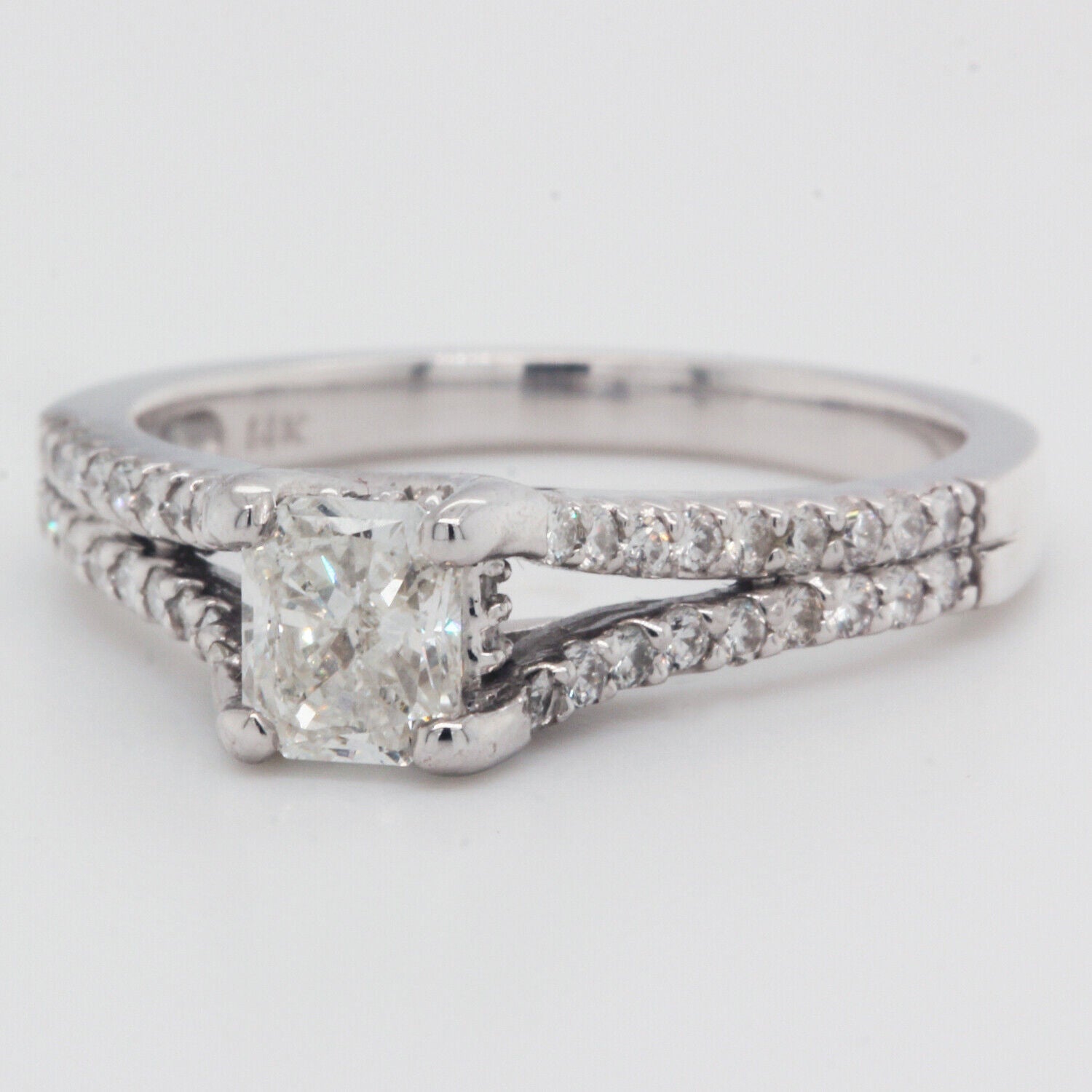 Radiant Cut Diamond Engagement Ring Clarity Enhanced 1.06 TCW 14K White Gold