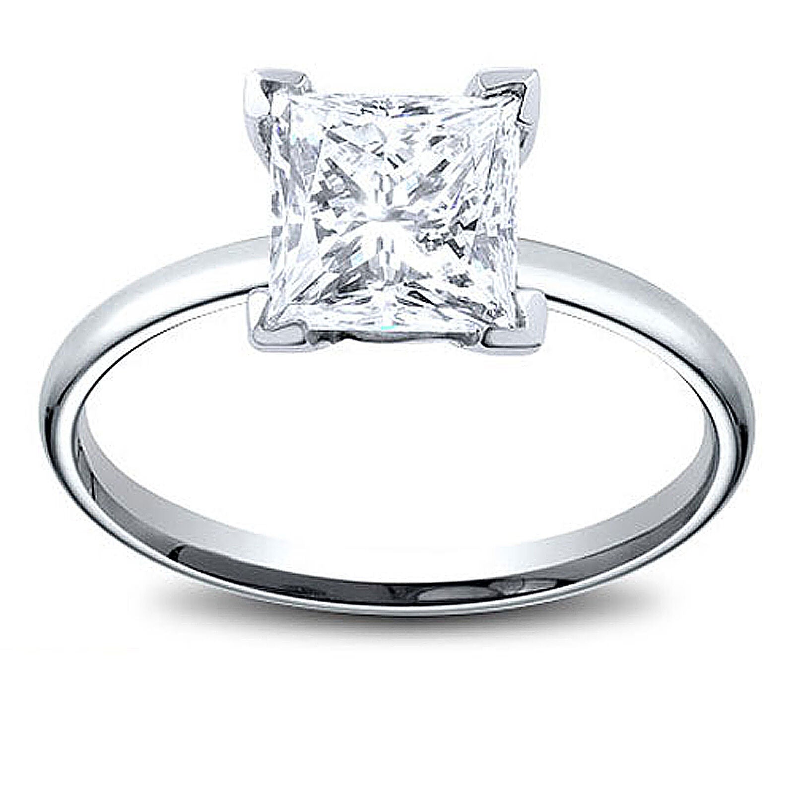 14K Gold 1.65 ct Princess Cut Diamond Solitaire Engagement Ring J SI1