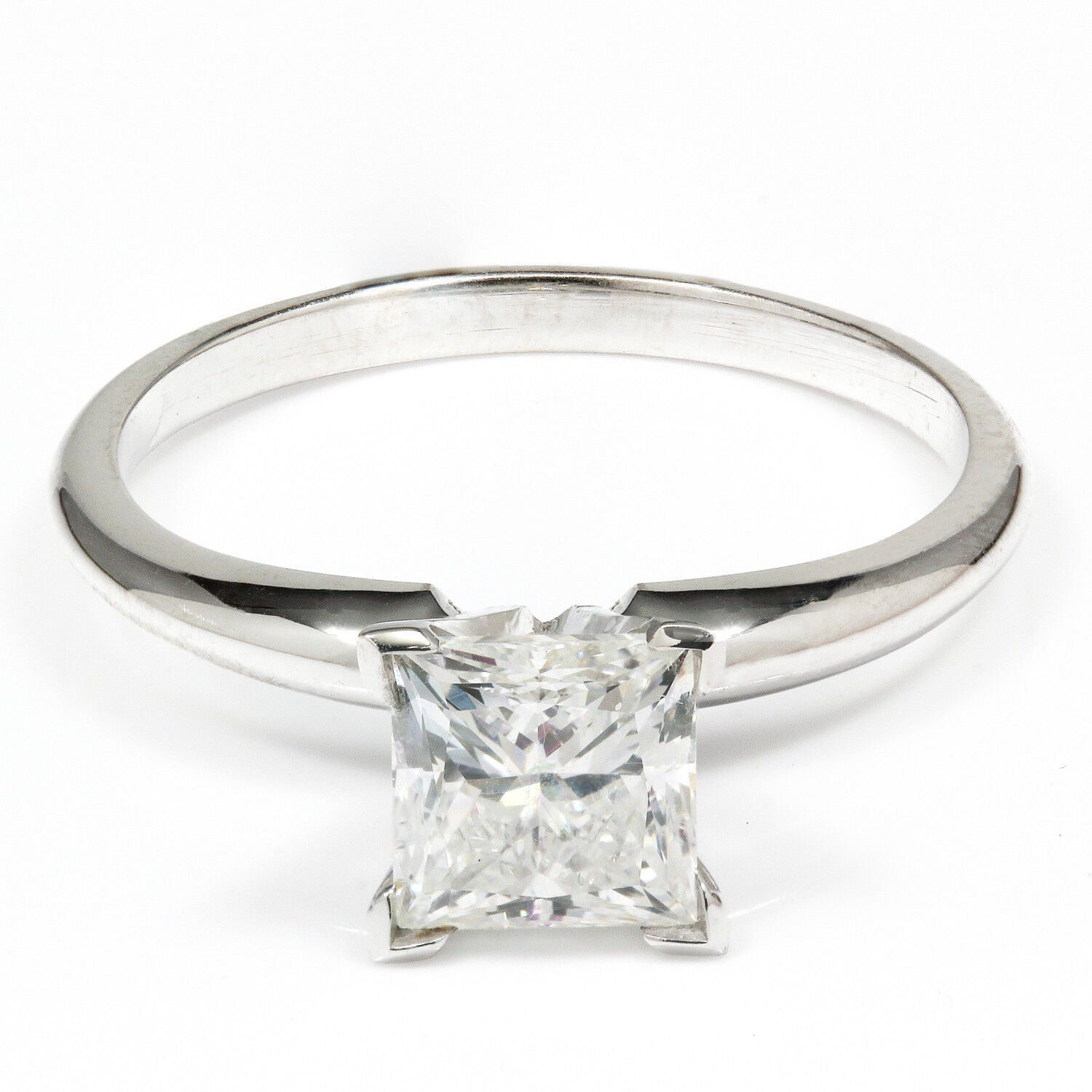 14K Gold 1.17 ct Princess Cut Diamond Solitaire Engagement Ring F SI2