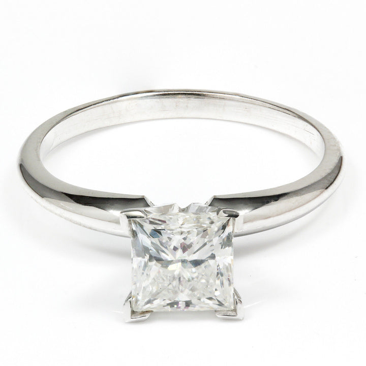 14K Gold 1.17 ct Princess Cut Diamond Solitaire Engagement Ring F SI2