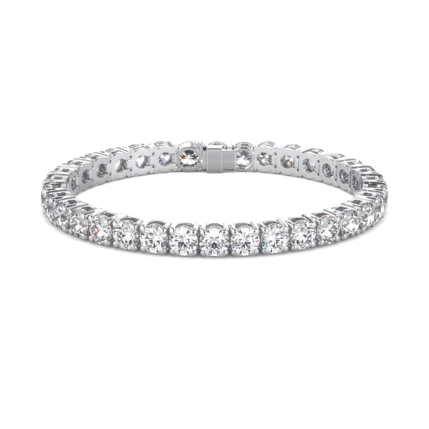 Lab Grown Diamond Tennis Bracelet D-E VS1-VS2 14K White Gold 14.10cttw 4 Prong